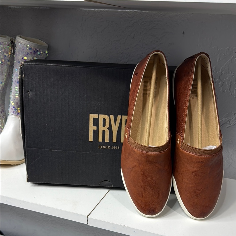Frye Chestnut Leather Slip-On Loafers